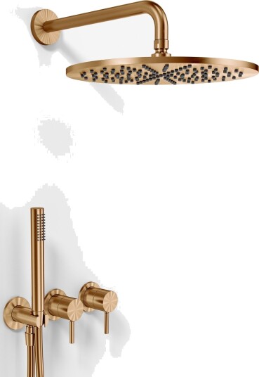 Semplice SBR801 S07 Rain Deluxe Ø30 Vegg PVD Børstet Kobber Dusjsett