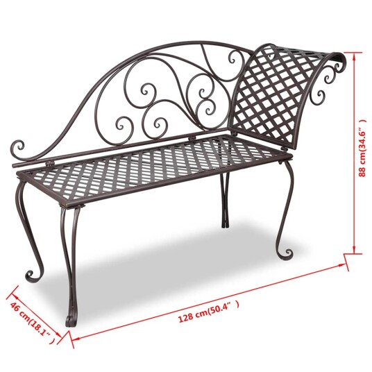 vidaXL Hagesjeselong 128 cm stål antikk brun vidaXL Hagesjeselong 128 cm stål antikk brun