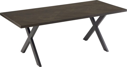 Spisebord HOME4YOU Rowan 200x90x75 cm Fiskebensmønstret røkt eik - røykfarget eik