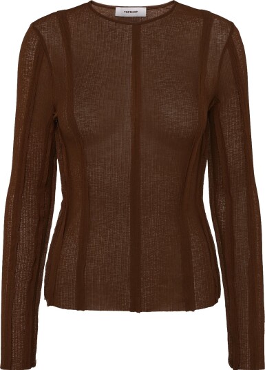 Topshop Tsbelma L/S O Neck Sheer Top Jrs RUST XS Topshop Tsbelma L/S O Neck Sheer Top Jrs RUST XS