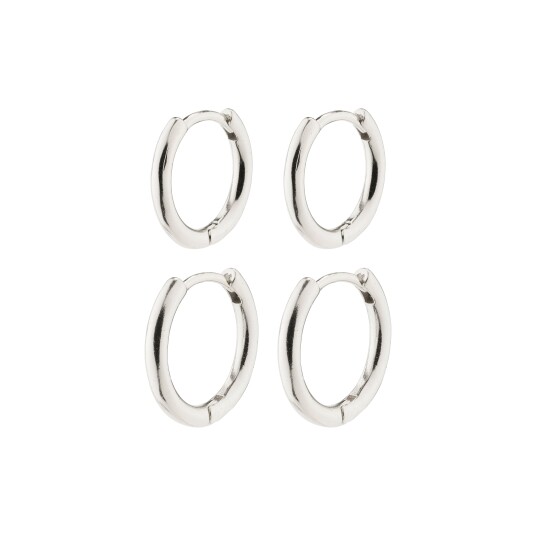Pilgrim LEAF 2 i 1 sett huggie hoops sølvbelagt Pilgrim LEAF 2 i 1 sett huggie hoops sølvbelagt