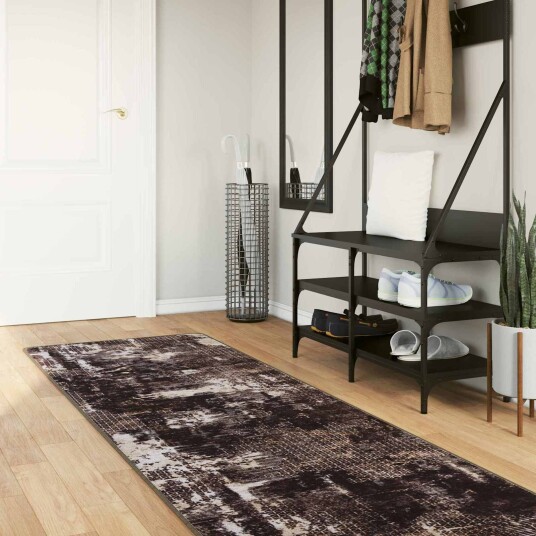 Teppe Runner MARSA Svart 100 x 400 cm Polyester og PVC