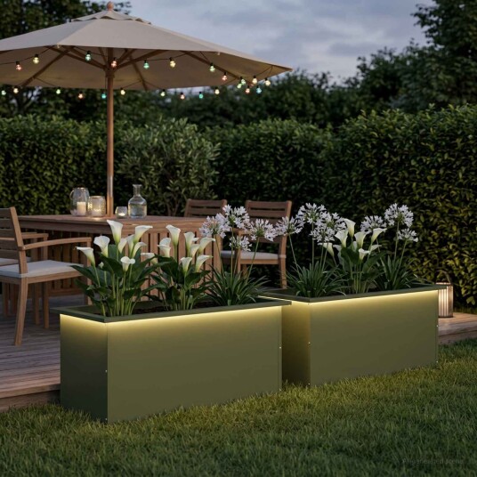 vidaXL Hageplantekasse med LED 2 stk. Olivengrønn 40 x 80 x 40 cm Stål