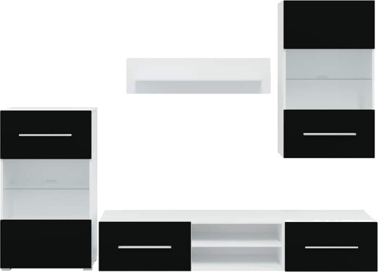 vidaXL TV-møbel med skap og LED-lys 5 deler svart vidaXL TV-møbel med skap og LED-lys 5 deler svart