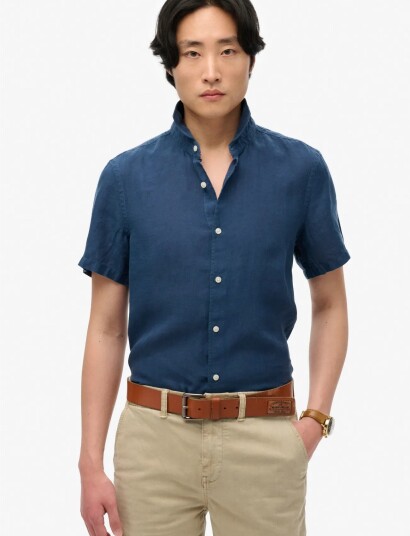 Superdry Vacation Linen S/S Shirt Navy L Superdry Vacation Linen S/S Shirt Navy L