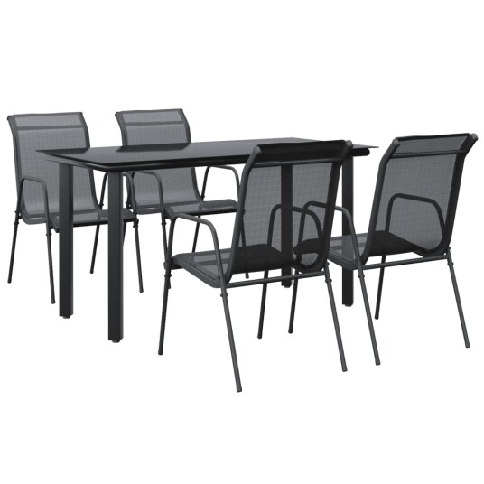 vidaXL Hagespisegruppe 5 deler svart stål og textilene vidaXL Hagespisegruppe 5 deler svart stål og textilene