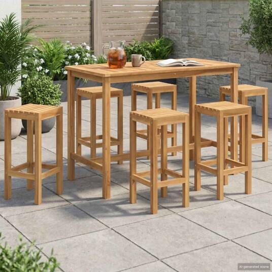 Ute Barsett 7 pcs Ubehandlet Massivt Teaktre