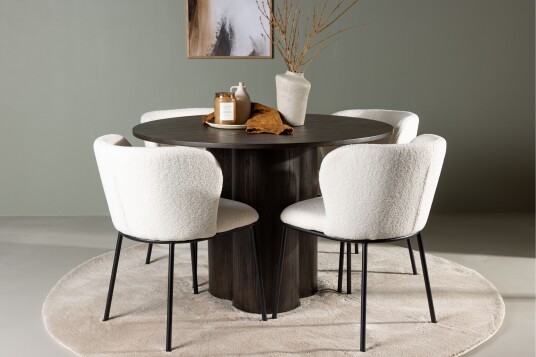Venture Home Olivia Matgruppe 110 cm Rund med 4 Edina Stoler Mocca