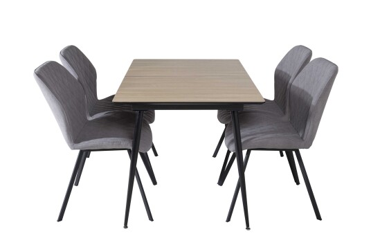 Venture Design Silar & Gemma spisegruppe Natur/grå 4 st stoler & bord 120 x 90 cm