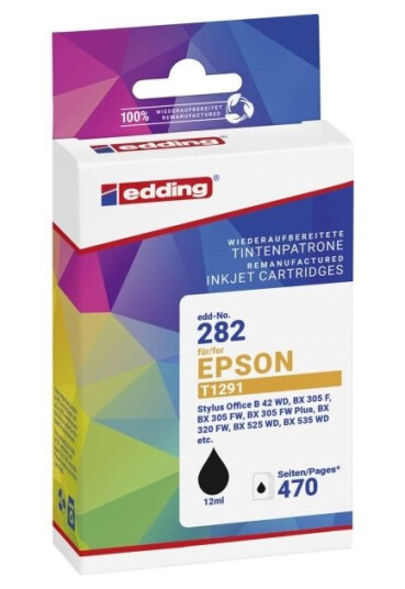 Edding Blæk Erstatter Epson T1291 Kompatibel Sort Edd-282 18-282-01