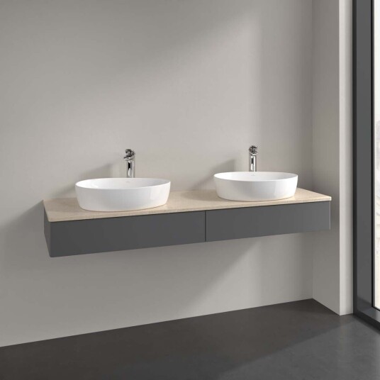 Villeroy & Boch Antao Servantskap med 2 skuffer 160x50x19 cm m/lys Antrasitt/Crème