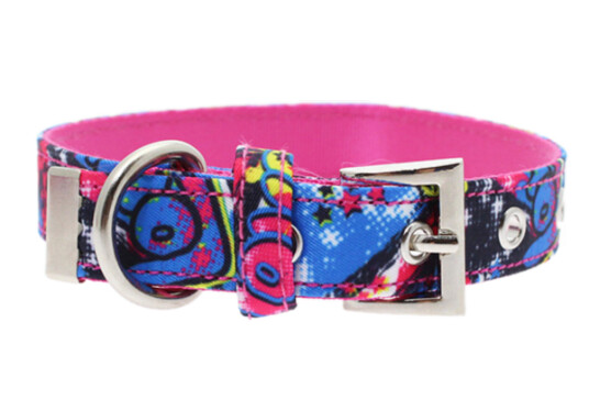 Hundehalsbånd Rosa graffiti L 25mmx35-45cm