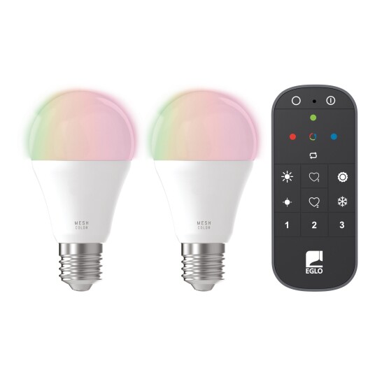EGLO - Sett med 2x E27 A60 fjernkontroll - RGB + TW - Zigbee Bluetooth EGLO - Sett med 2x E27 A60 fjernkontroll - RGB + TW - Zigbee Bluetooth