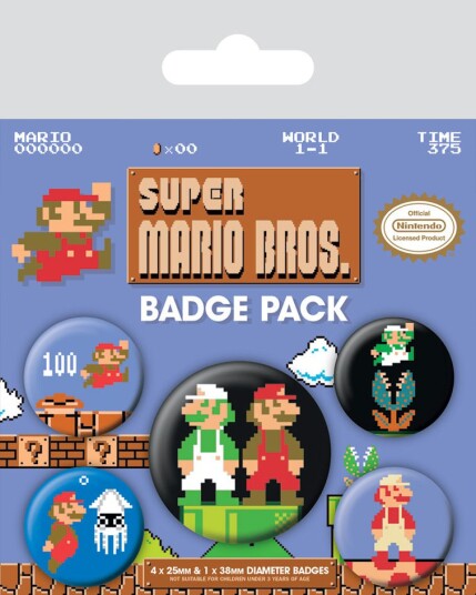 Super Mario Pins Retro Level 5-pk -  - Alle aldre - Metall