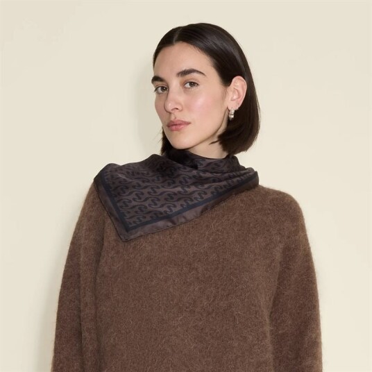 Fine Scarf Monogram Brown Mix Fine Scarf Monogram Brown Mix