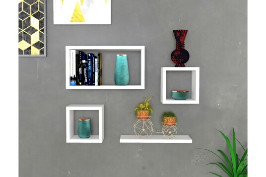 Vegghylle Babil 44x15 cm 4 Hyller Hvit Vegghylle Babil 44x15 cm 4 Hyller Hvit