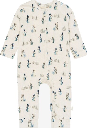 Petit Piao Ppblizz L_S Jumpsuit - EGGNOG MELANGE SNOWMAN AOP - 74