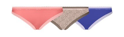 Calvin Klein Truser 3P Bottoms Up Refresh Bikinis Bl?/Rosa nylon Medium Dame