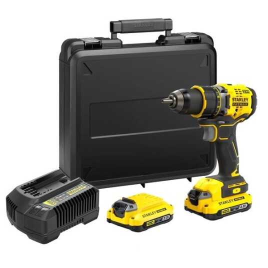 Stanley Drill fatmax 18v med batteri dreiemoment: 45nm batterier: 2stk 2ah sfmcd720d2k med koffert Stanley Drill fatmax 18v med batteri dreiemoment: 45nm batterier: 2stk 2ah sfmcd720d2k med koffert