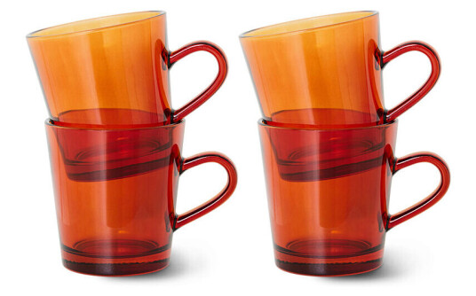 HK Living 70's glassware kaffekopp 20 cl 4-pakning Amber brown HK Living 70's glassware kaffekopp 20 cl 4-pakning Amber brown