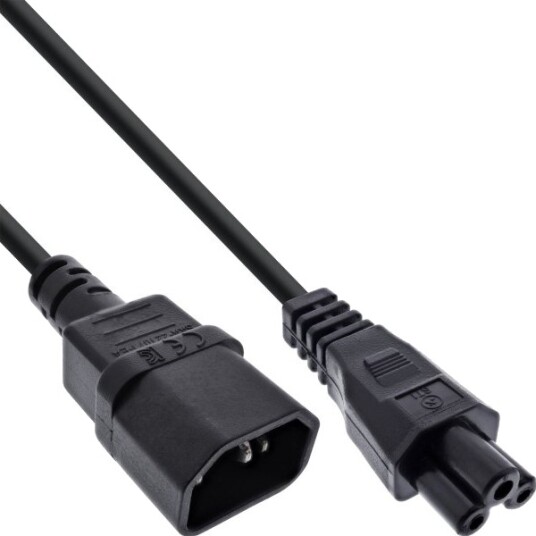 Vision Inline® Strømkabel C14 Kontakt Til C5 Plugg Svart 1 M
