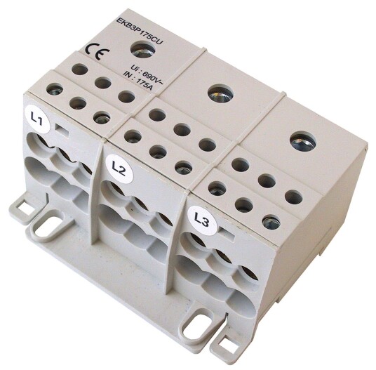Eldon EKB3P175CU Distribusjonsblokk 3 polet 175 A 1x10 70 mm² 6x2,5 16 mm² Elfordeling & strømforsyning Eldon EKB3P175CU Distribusjonsblokk 3 polet 175 A 1x10 70 mm² 6x2,5 16 mm² Elfordeling & strømforsyning