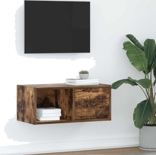 TV benk røkt eik 60x31x25,5 cm konstruert tre