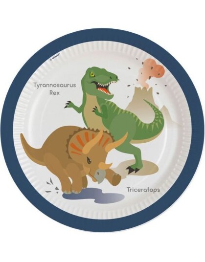8 stk Happy Dinosaur Tallerkener 18 cm 8 stk Happy Dinosaur Tallerkener 18 cm