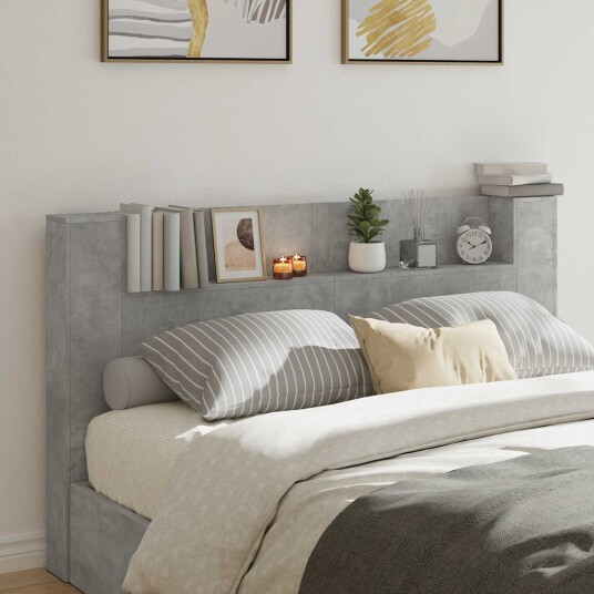 Hodegavlskap med LED med hylle Betong 180 x 16,5 x 103,5 cm