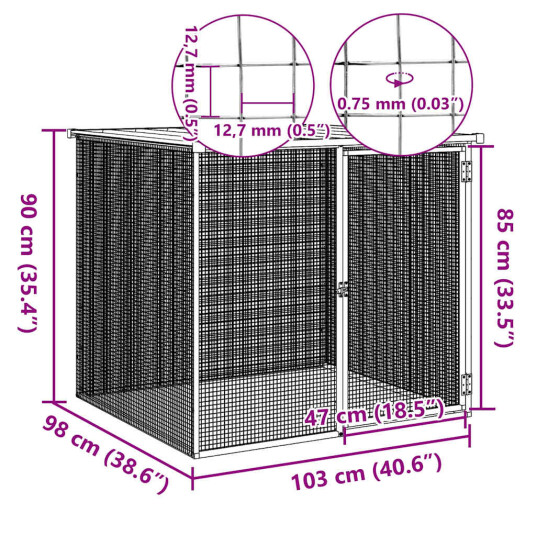 Vidaxl Kyllingbur Med Tak Antrasitt 103X98X90 cm Galvanisert Stål Vidaxl Kyllingbur Med Tak Antrasitt 103X98X90 cm Galvanisert Stål