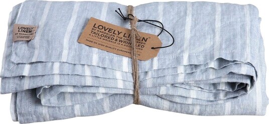 Lovely Linen   Stripe Duk   Blå