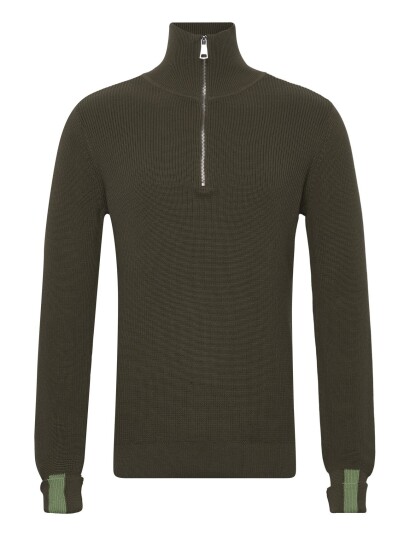 Mos Mosh Gallery Mmgporter Quarter Zip Knit Khaki green XXL Mos Mosh Gallery Mmgporter Quarter Zip Knit Khaki green XXL