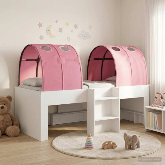  Seng med tunnel 4 pcs Hvit og rosa Konstruert tre