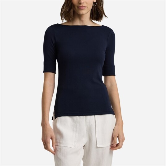 Ralph Lauren Stretch Cotton Boatneck Tee Lauren Navy Ralph Lauren Stretch Cotton Boatneck Tee Lauren Navy