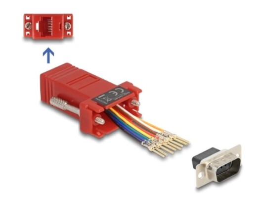 Delock D-Sub 9 Pins Hann Til Rj45 Hunnmonteringssett Rød