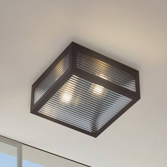 Lindby utendørs taklampe Bolgar svart metall glass Lindby utendørs taklampe Bolgar svart metall glass