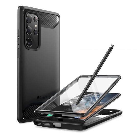 Clayco Samsung Galaxy S22 Ultra Clayco Xenon Bakdeksel Med Skjermbeskytter - Svart