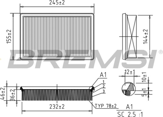 Luftfilter BREMSI FA0565 Luftfilter BREMSI FA0565