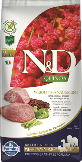 Farmina N&D Quinoa Vekthåndtering Lam Tørrfôr 7 kg til Voksne Hunder