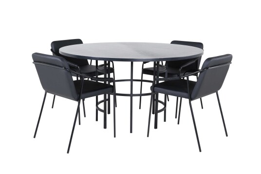 Venture Design Copenhagen & Tvist spisegruppe Svart/svart 4 stoler & bord 140 cm