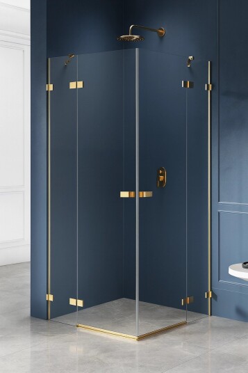 AVEXA Dusjhjørne | To svingdører og to sidevegger | Børstet Gull Gold Brushed 90x120x200 AVEXA Dusjhjørne | To svingdører og to sidevegger | Børstet Gull Gold Brushed 90x120x200