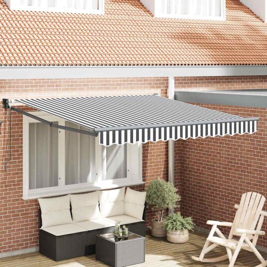 Uttrekkbar markise antrasitt og hvit 3x2,5 m stoff og aluminium