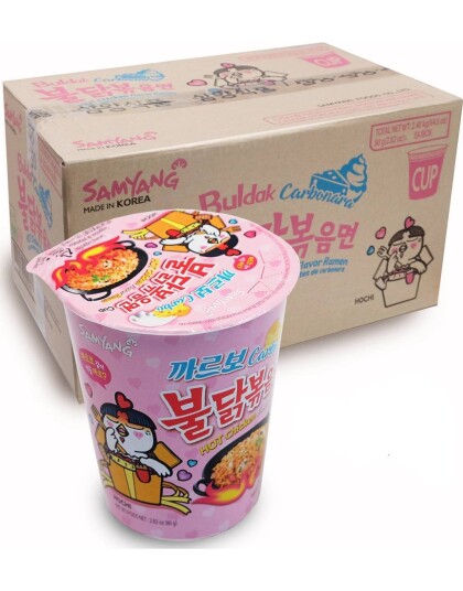 30 stk Samyang Buldak Hot Chicken Carbonara Ramen Cup   Hel Eske 2,4 kg Korea