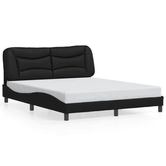 Sengeramme med LED-lys svart 160x200 cm kunstig lær 8721012356566