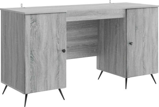 vidaXL Skrivebord med dør Grå sonoma 142,5 x 50 x 75 cm Konstruert tre