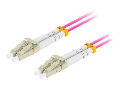 Lanberg - Patchkabel - Lc/Upc Multimodus (Hann) Til Lc/Upc Multimodus (Hann) - 1 M. - 3 Mm - Fiberoptikk - Dupleks - 50 / 125 My - Om4 - Halogenfri - Fiolett