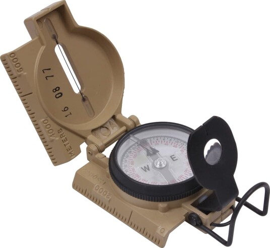 Rothco Cammenga G.I. Military Phosphorescent Lensatic-kompass, brun