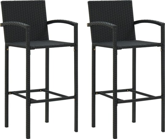 vidaXL Barstoler 2 stk svart polyrotting