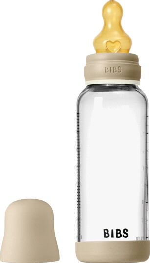 BIBS Glass Baby Bottle Round Latex Medium Flow Vanilla Glow 1x240
