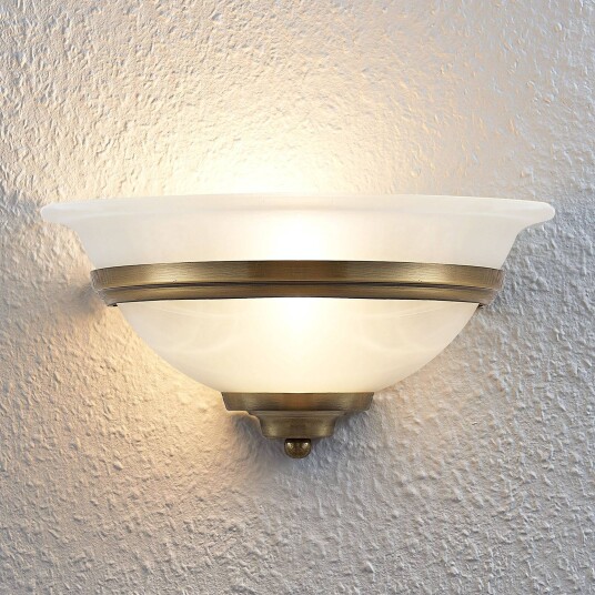 Lindby Vegglampe Irimia av glass, antikk messing